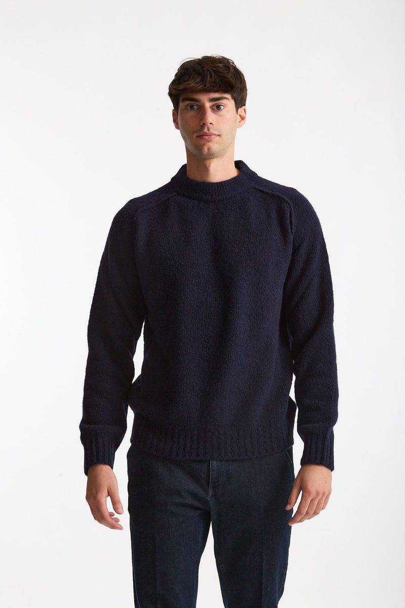 Maglia girocollo in lana cashmere blu uomo Scaglione - 1