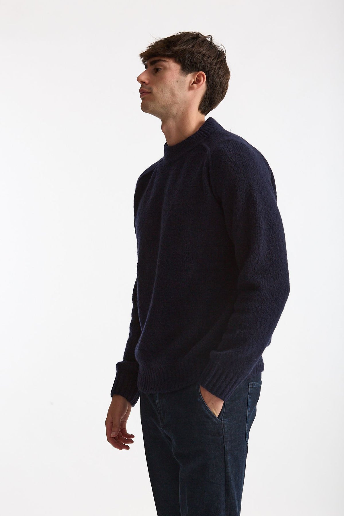 Maglia girocollo in lana cashmere blu uomo Scaglione - 2