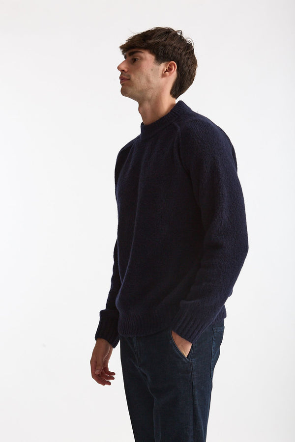 Maglia girocollo in lana cashmere blu uomo Scaglione