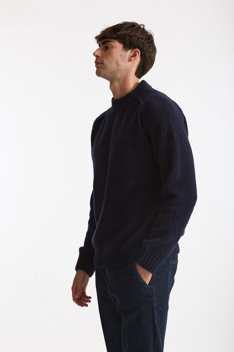 Maglia girocollo in lana cashmere blu uomo Scaglione - 2