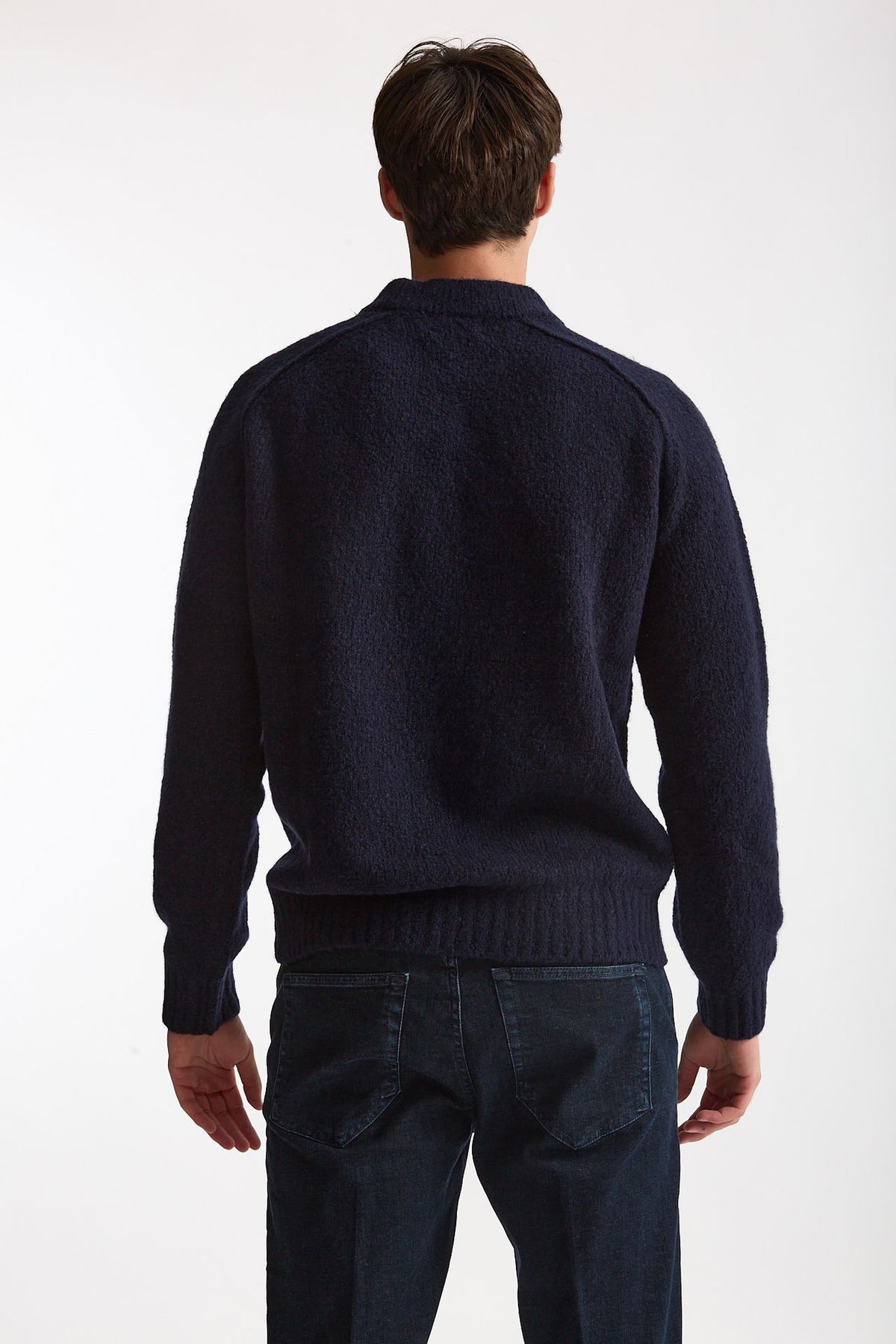 Maglia girocollo in lana cashmere blu uomo Scaglione - 3