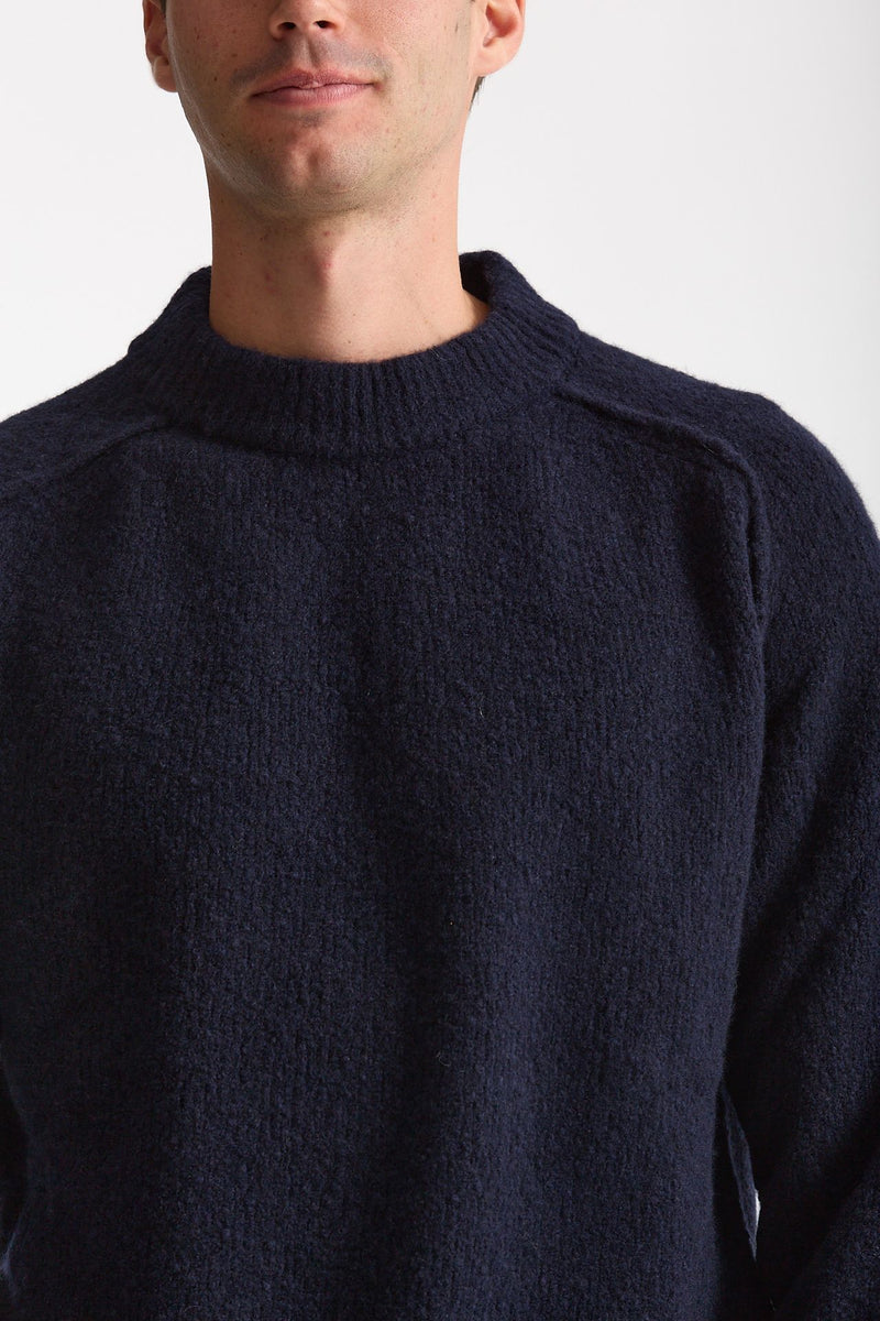 Maglia girocollo in lana cashmere blu uomo Scaglione - 5