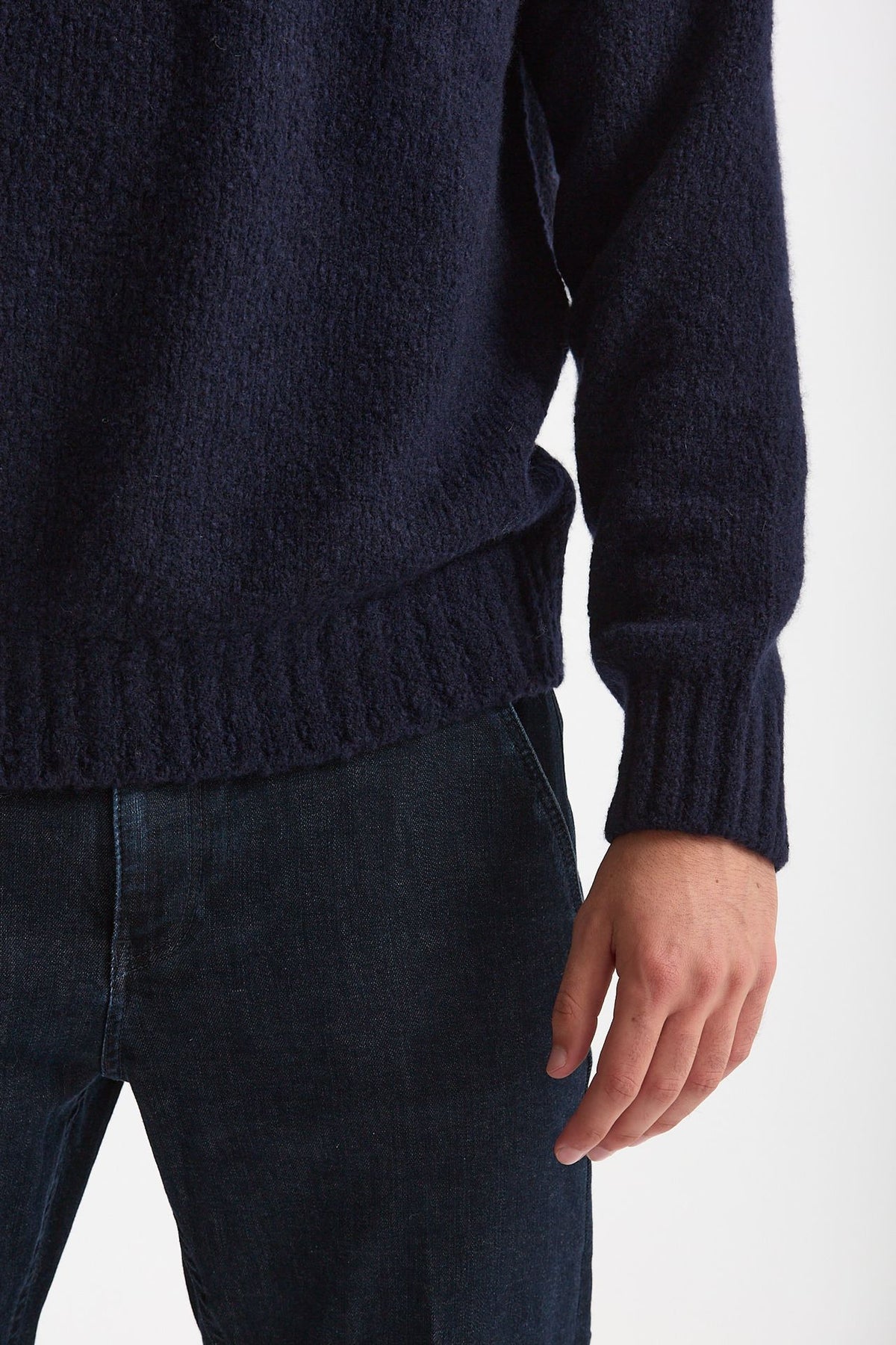 Maglia girocollo in lana cashmere blu uomo Scaglione - 6