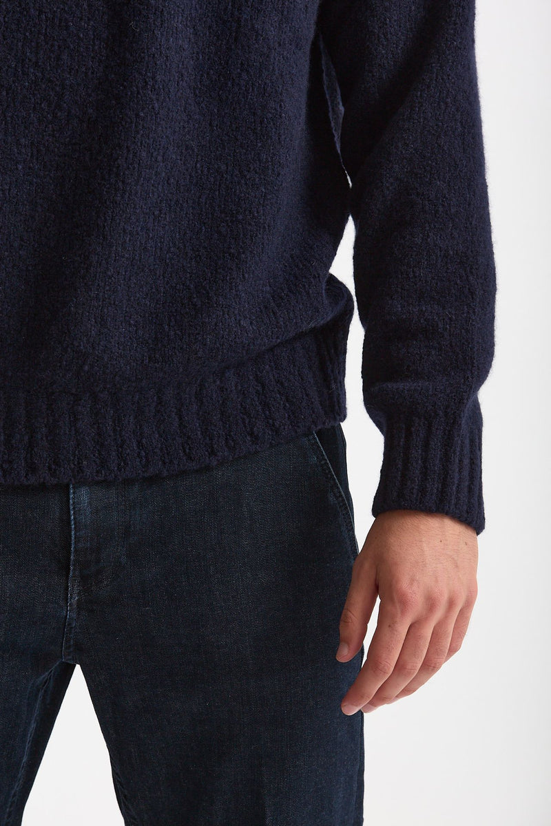 Maglia girocollo in lana cashmere blu uomo Scaglione - 6
