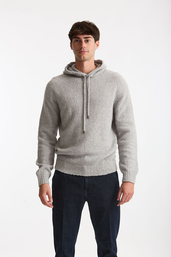 Maglia felpa in lana e cashmere grigio uomo Scaglione