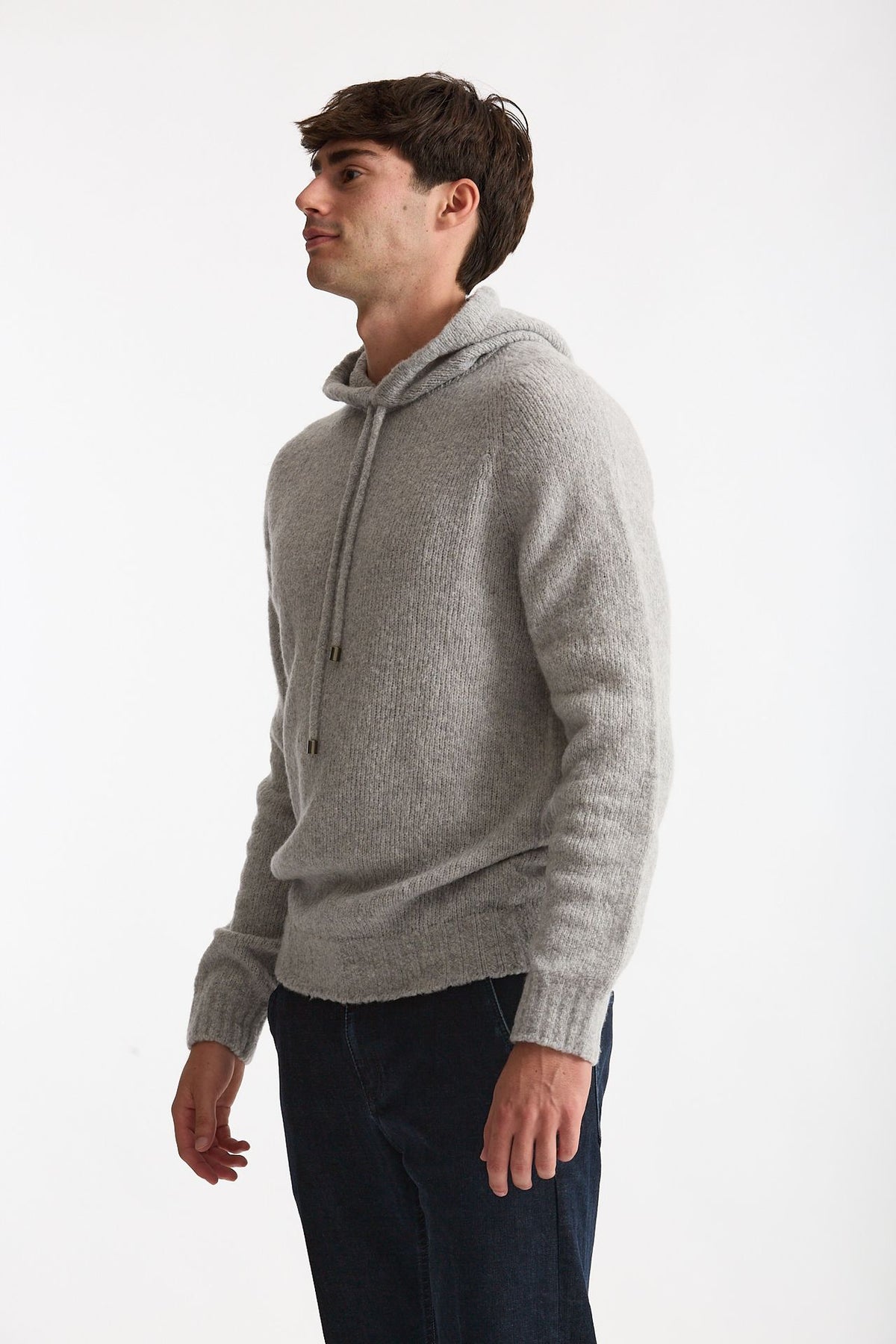 Maglia felpa in lana e cashmere grigio uomo Scaglione - 3