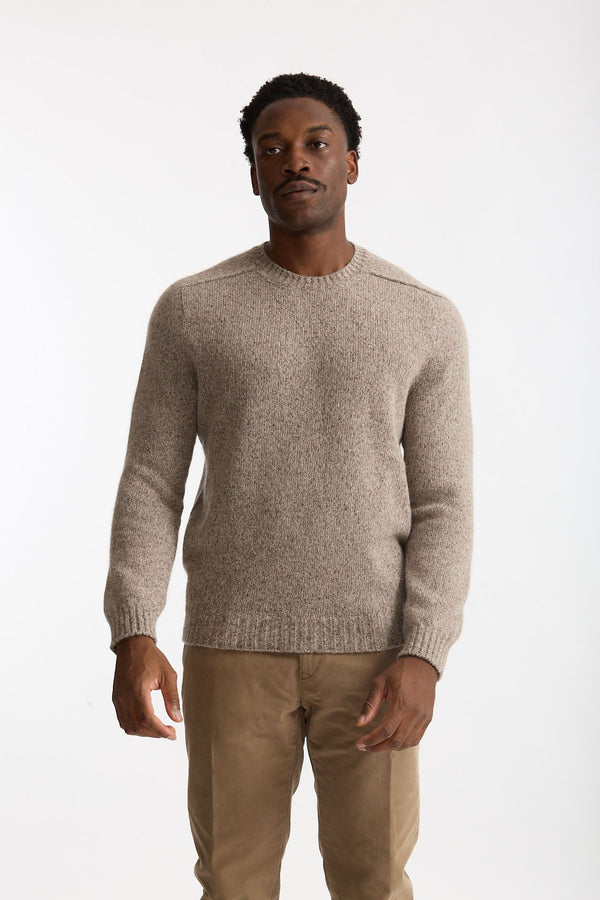 Maglia in lana, alpaca, seta e nylon tweed beige uomo Scaglione