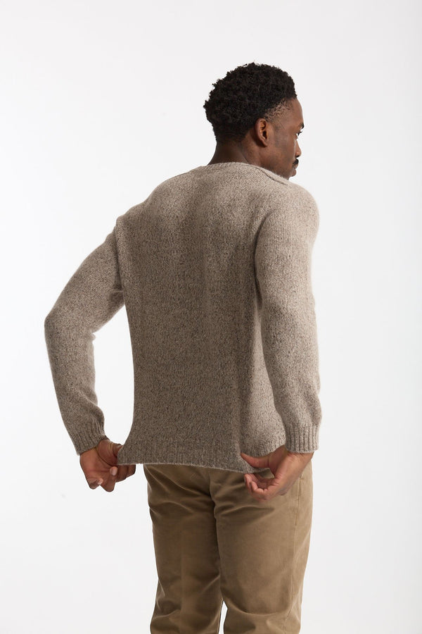 Maglia in lana, alpaca, seta e nylon tweed beige uomo Scaglione