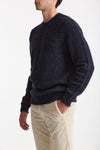Maglia in lana, alpaca, seta e nylon tweed blu uomo Scaglione - 1
