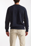 Maglia in lana, alpaca, seta e nylon tweed blu uomo Scaglione - 3