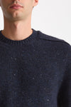 Maglia in lana, alpaca, seta e nylon tweed blu uomo Scaglione - 5