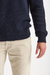 Maglia in lana, alpaca, seta e nylon tweed blu uomo Scaglione - 6