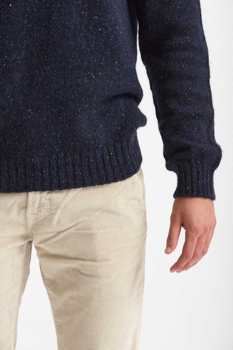 Maglia in lana, alpaca, seta e nylon tweed blu uomo Scaglione - 6