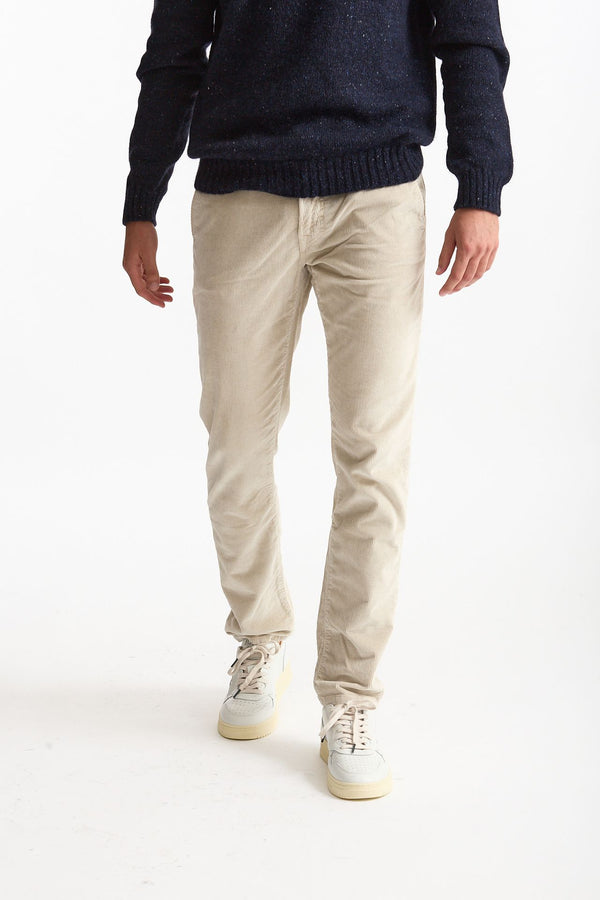 Jeans velluto stretch stone washed panna uomo Siviglia