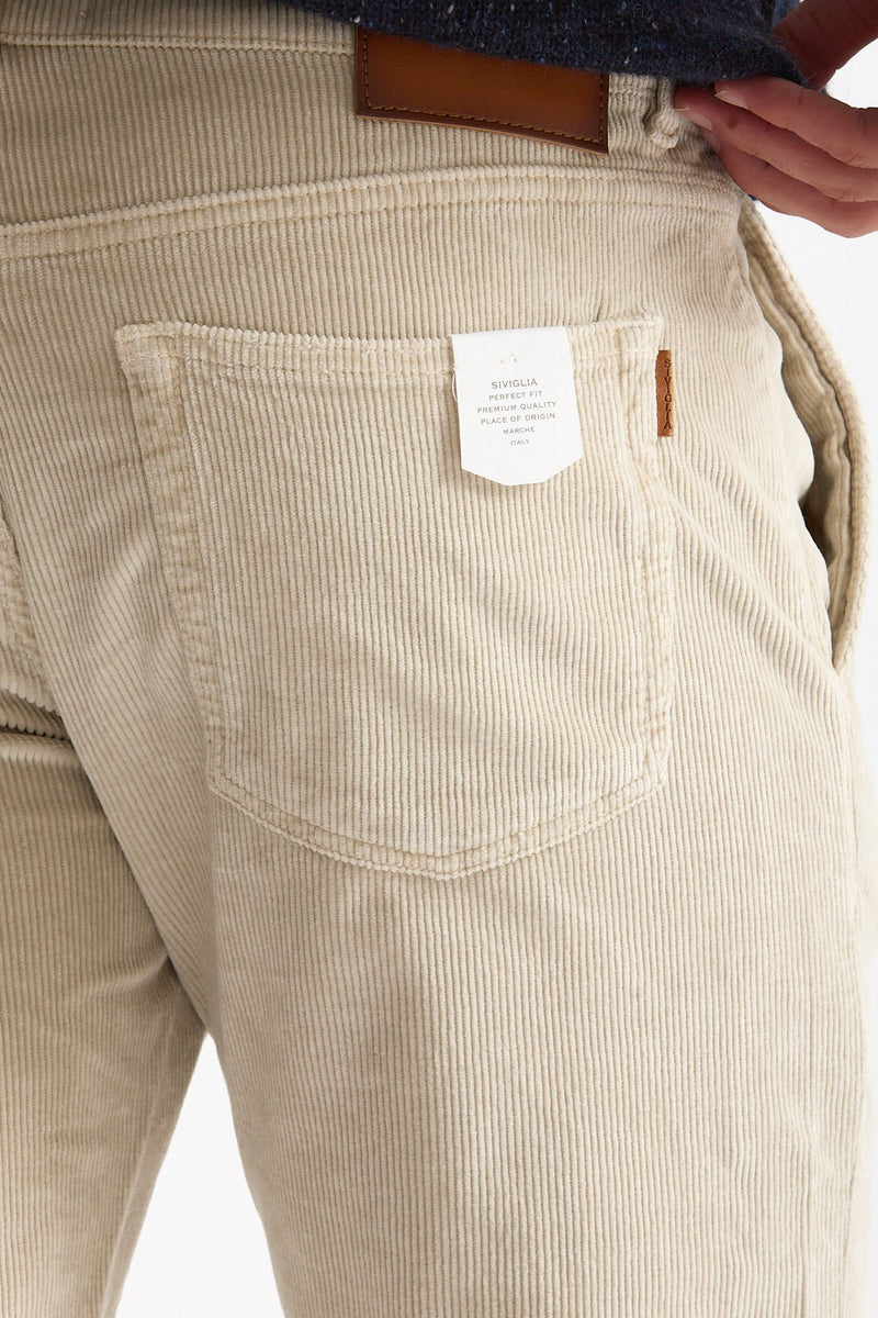 Jeans velluto stretch stone washed panna uomo Siviglia - 7