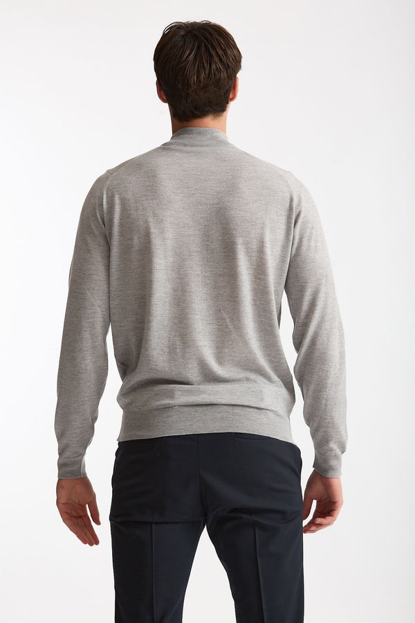 Maglia lupetto in lana grigio chiaro uomo John smedley