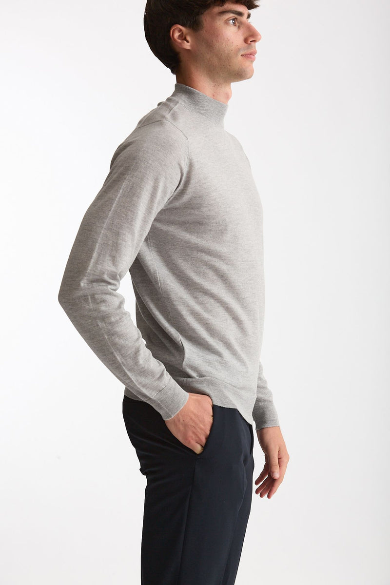 Maglia lupetto in lana grigio chiaro uomo John smedley - 3