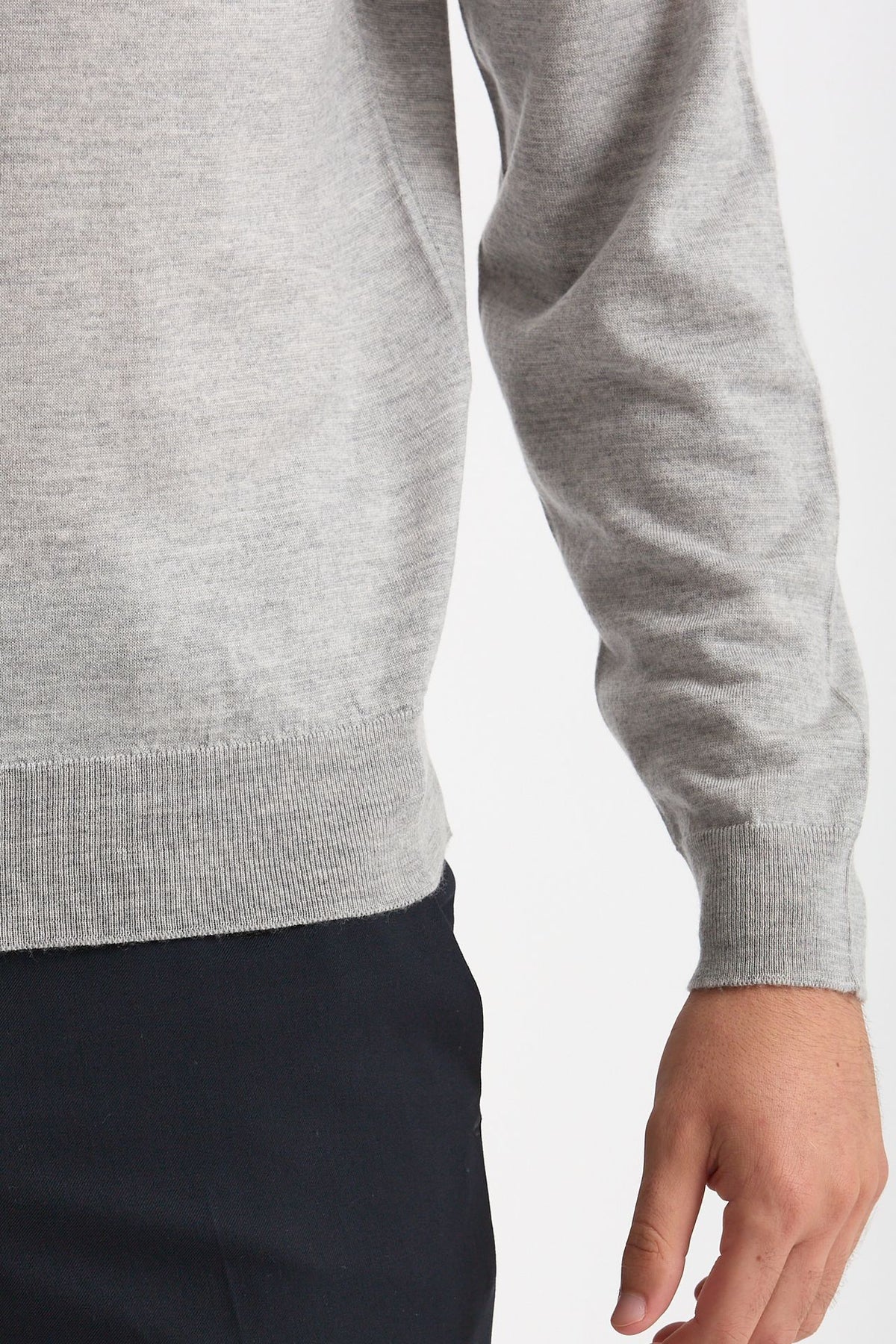 Maglia lupetto in lana grigio chiaro uomo John smedley - 5