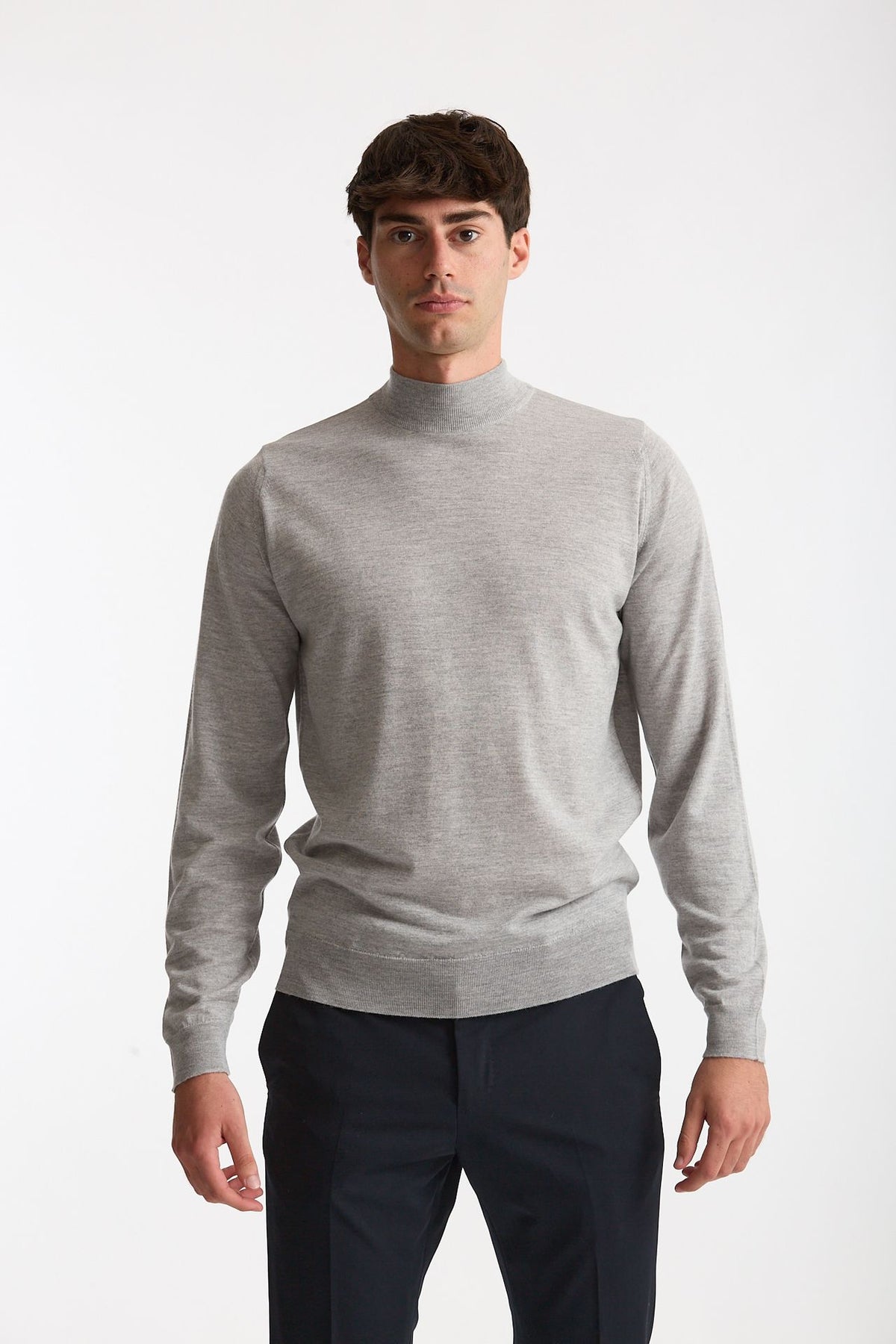 Maglia lupetto in lana grigio chiaro uomo John smedley - 6