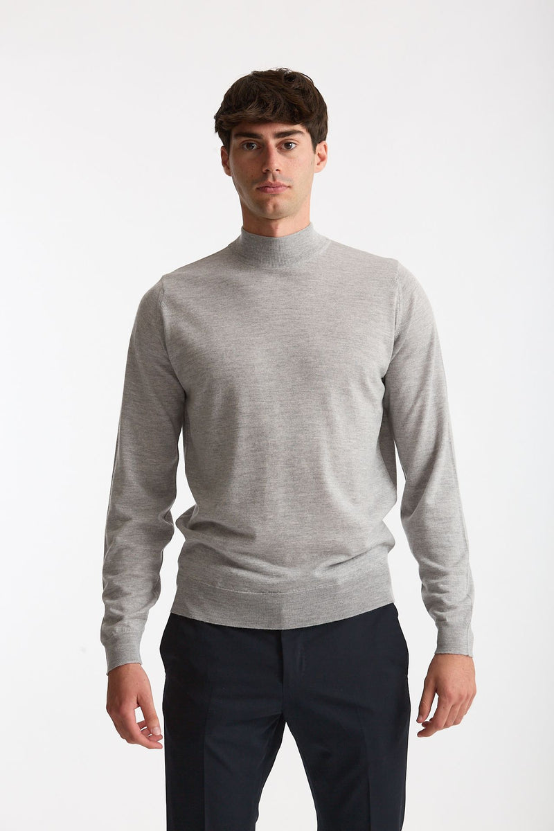 Maglia lupetto in lana grigio chiaro uomo John smedley - 6