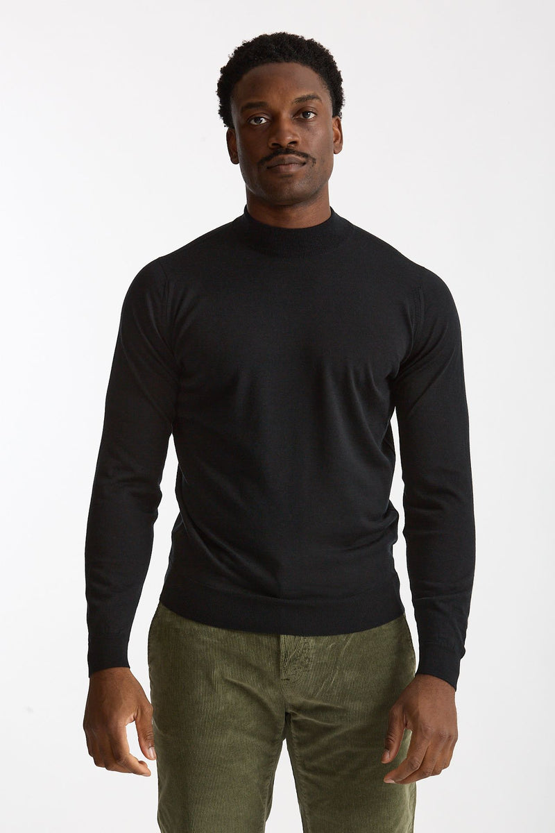 Maglia lupetto in lana nero uomo John smedley - 2