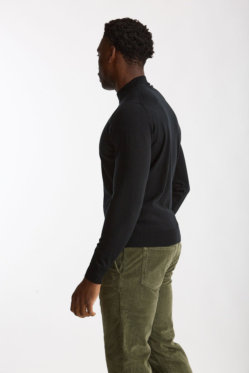 Maglia lupetto in lana nero uomo John smedley - 3