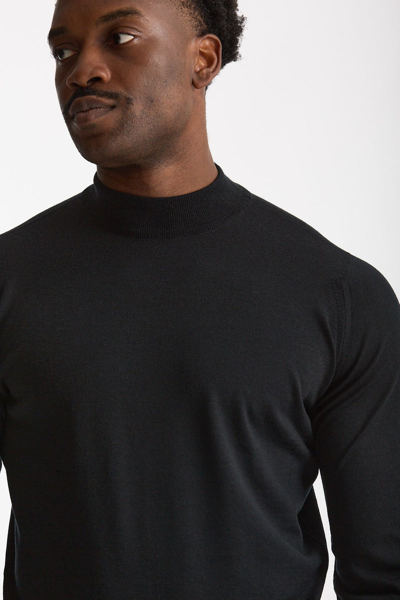 Maglia lupetto in lana nero uomo John smedley - 5