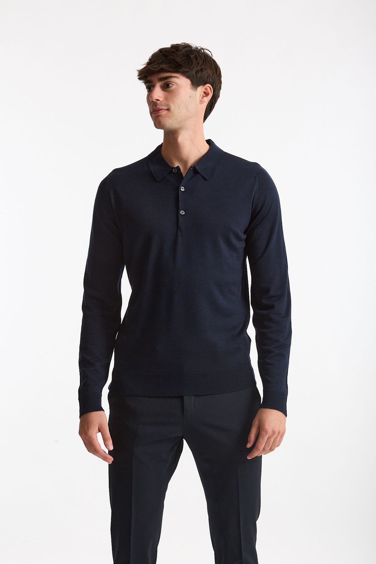 Polo in lana blu uomo John smedley - 2