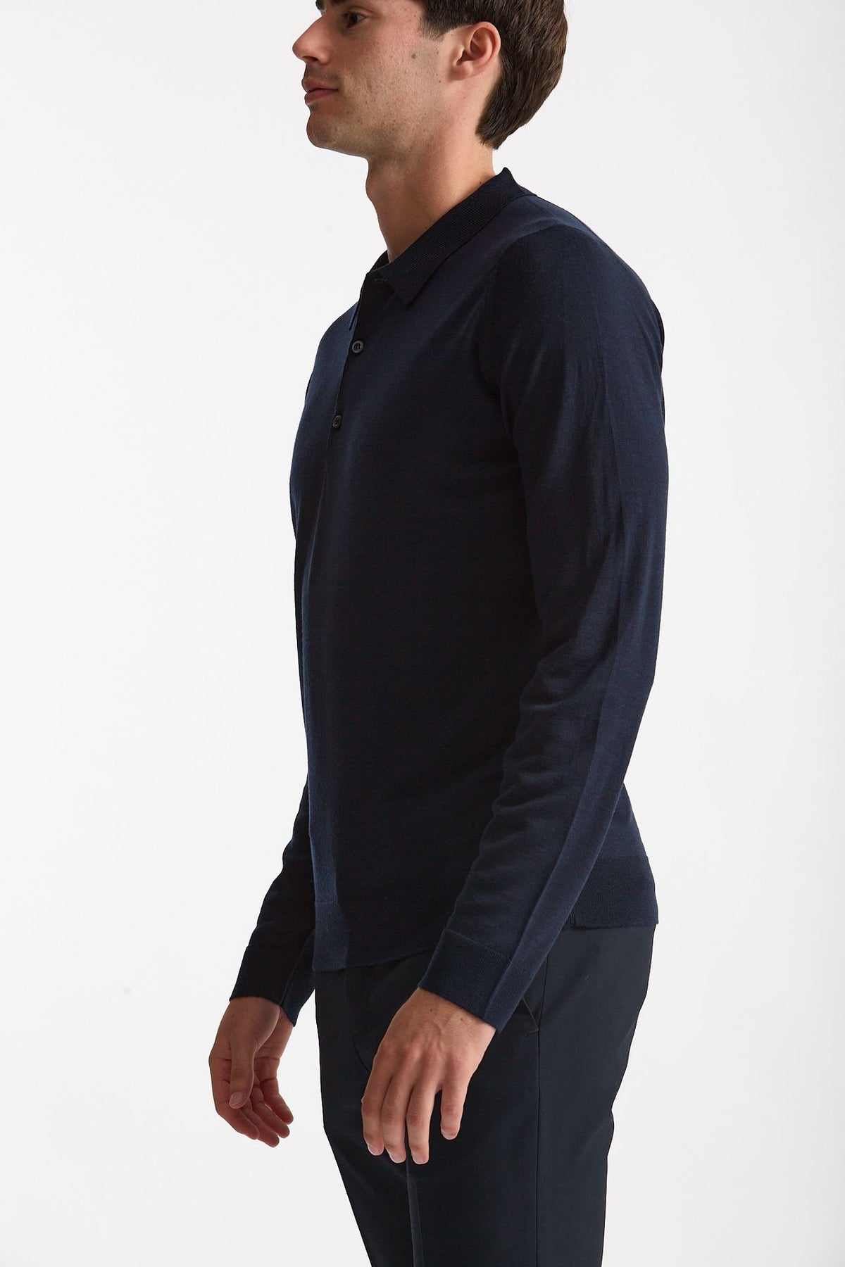 Polo in lana blu uomo John smedley - 3