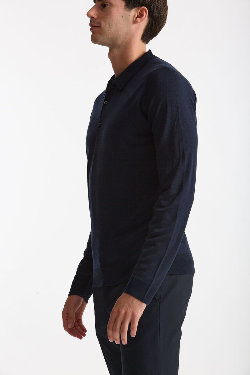 Polo in lana blu uomo John smedley - 3