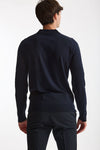 Polo in lana blu uomo John smedley - 4