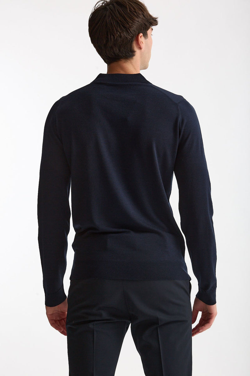 Polo in lana blu uomo John smedley - 4