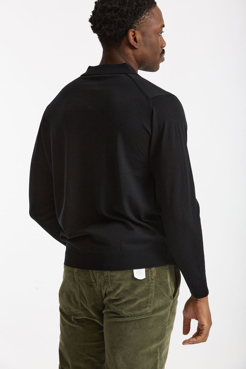 Polo in lana nero uomo John smedley - 3