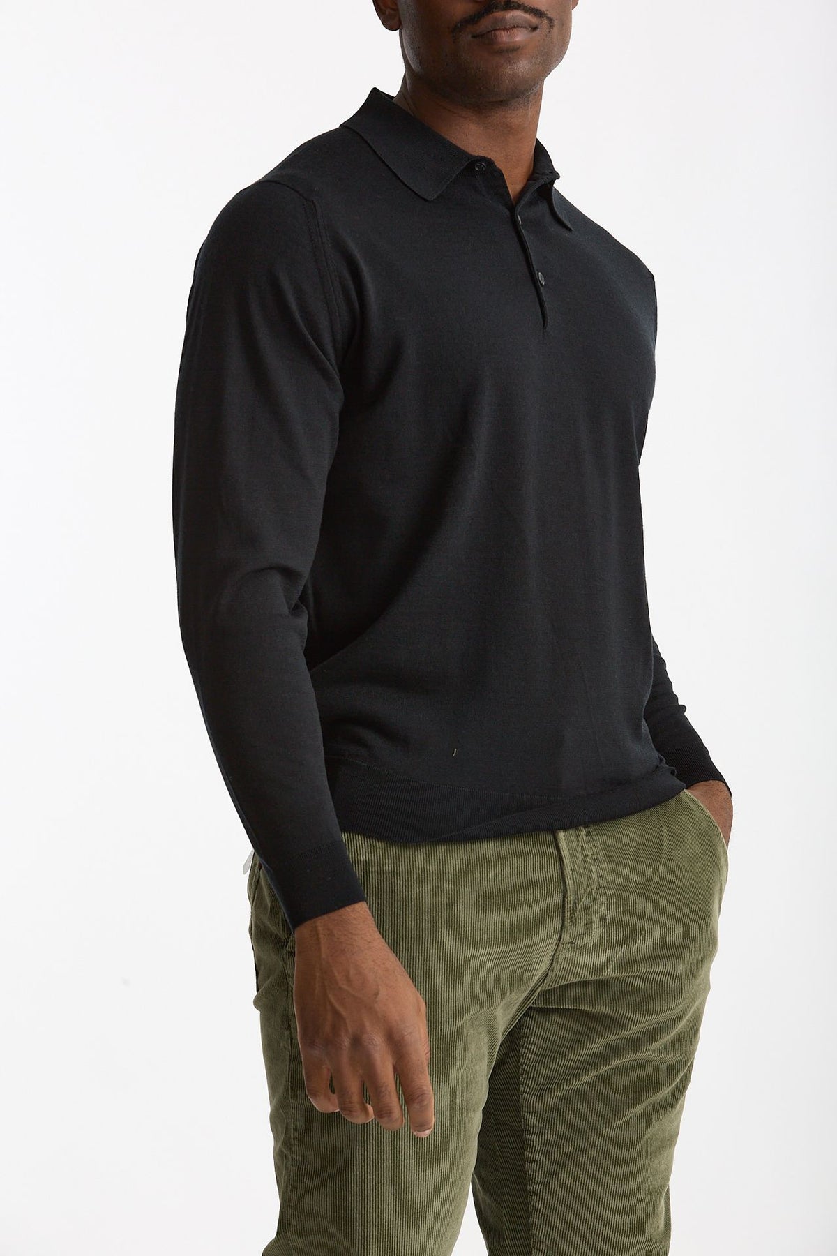 Polo in lana nero uomo John smedley - 4