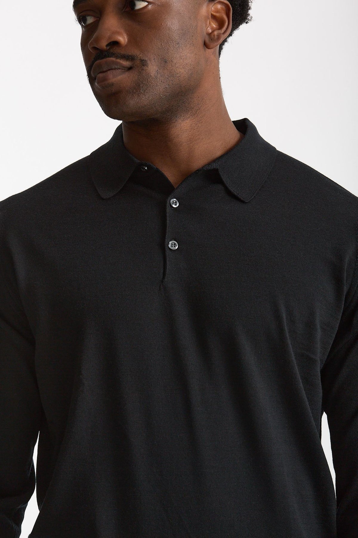Polo in lana nero uomo John smedley - 5