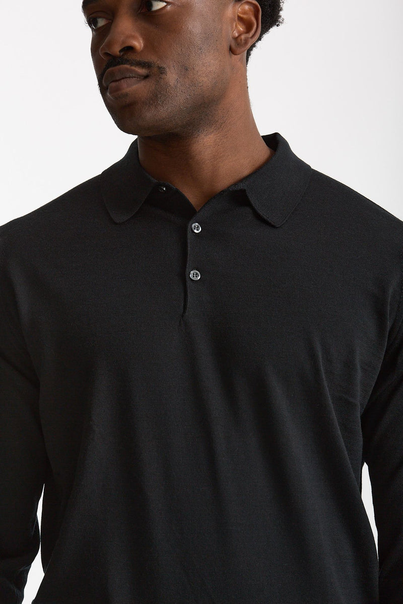 Polo in lana nero uomo John smedley - 5