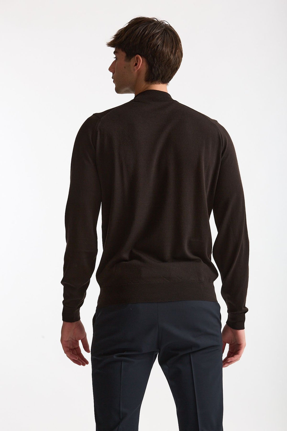 Maglia lupetto in lana marrone uomo John smedley - 3