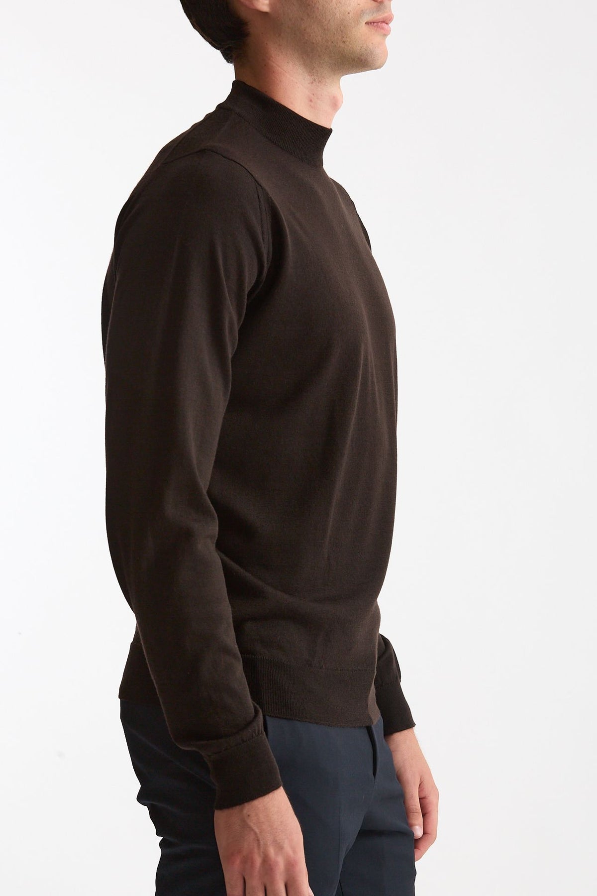 Maglia lupetto in lana marrone uomo John smedley - 4