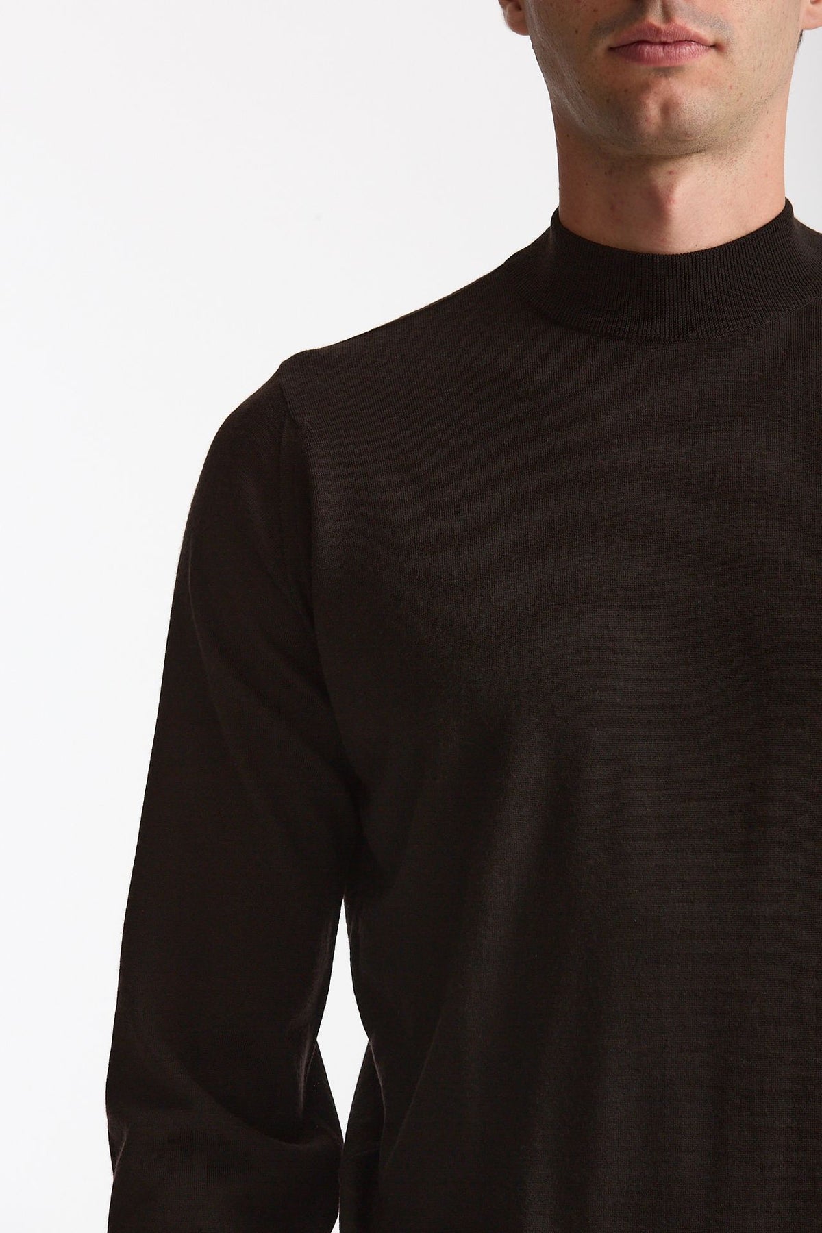 Maglia lupetto in lana marrone uomo John smedley - 5