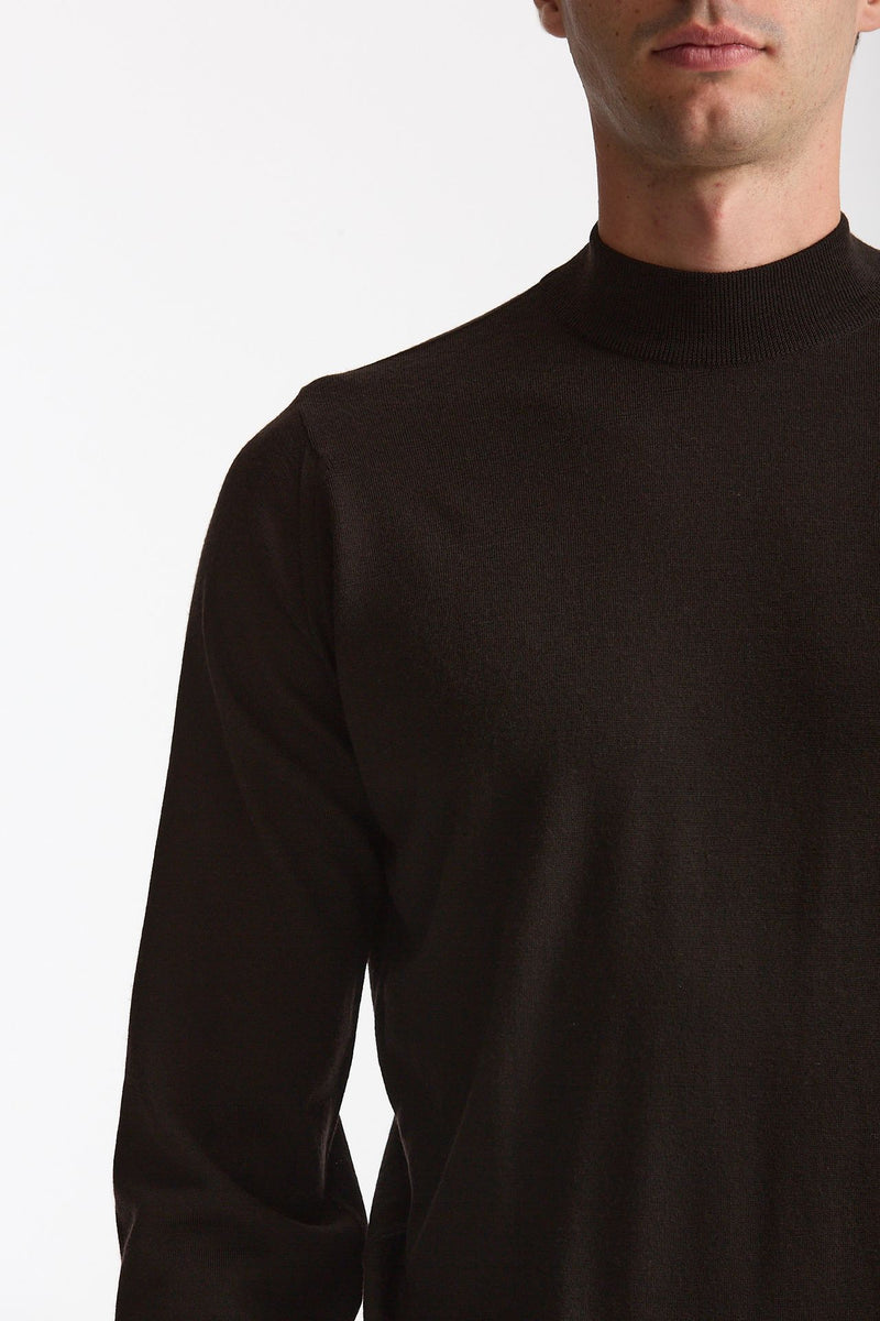 Maglia lupetto in lana marrone uomo John smedley - 5