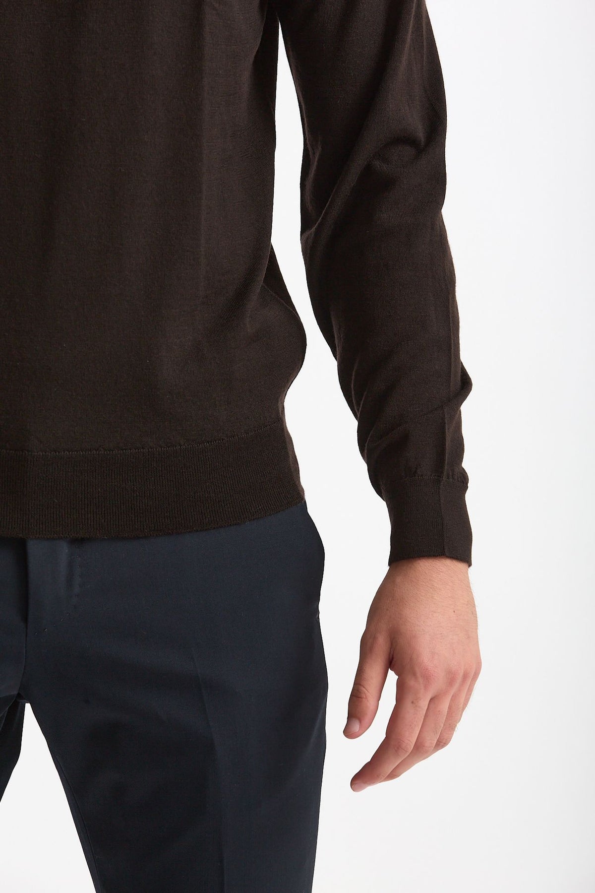 Maglia lupetto in lana marrone uomo John smedley - 6
