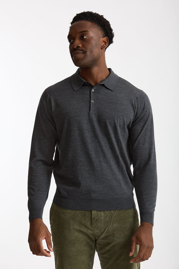 Polo in lana grigio uomo John smedley