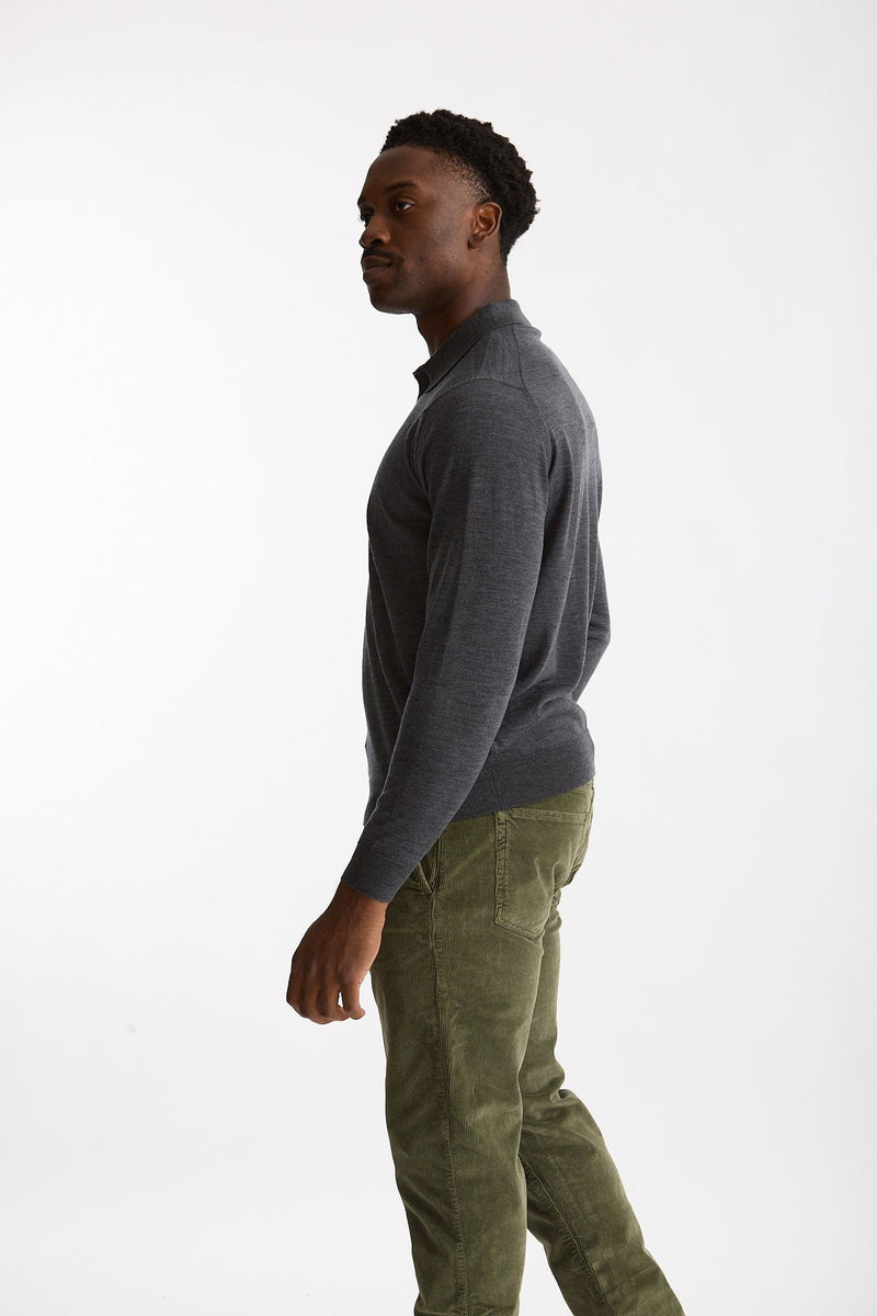 Polo in lana grigio uomo John smedley - 3