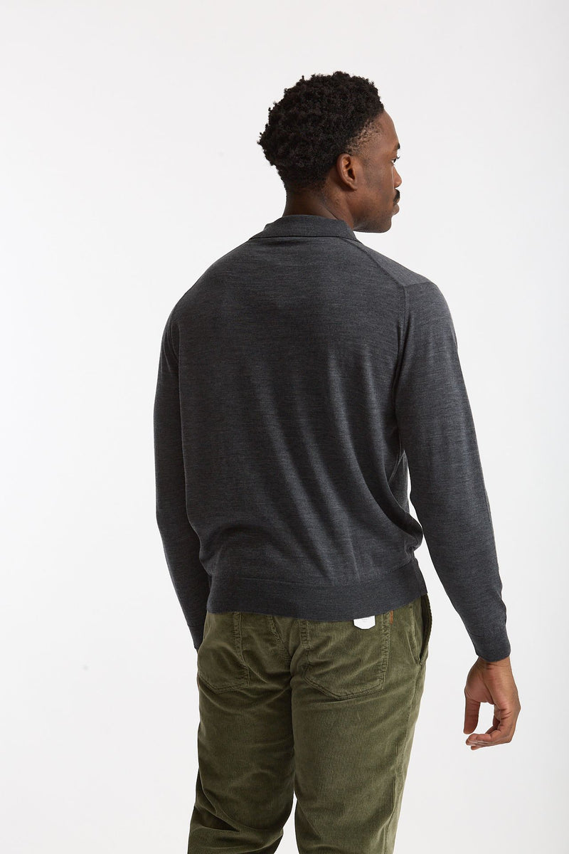 Polo in lana grigio uomo John smedley - 4