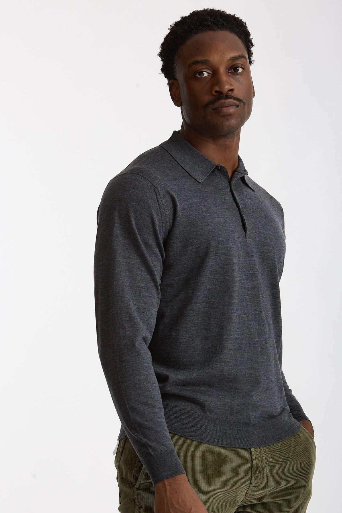 Polo in lana grigio uomo John smedley - 1