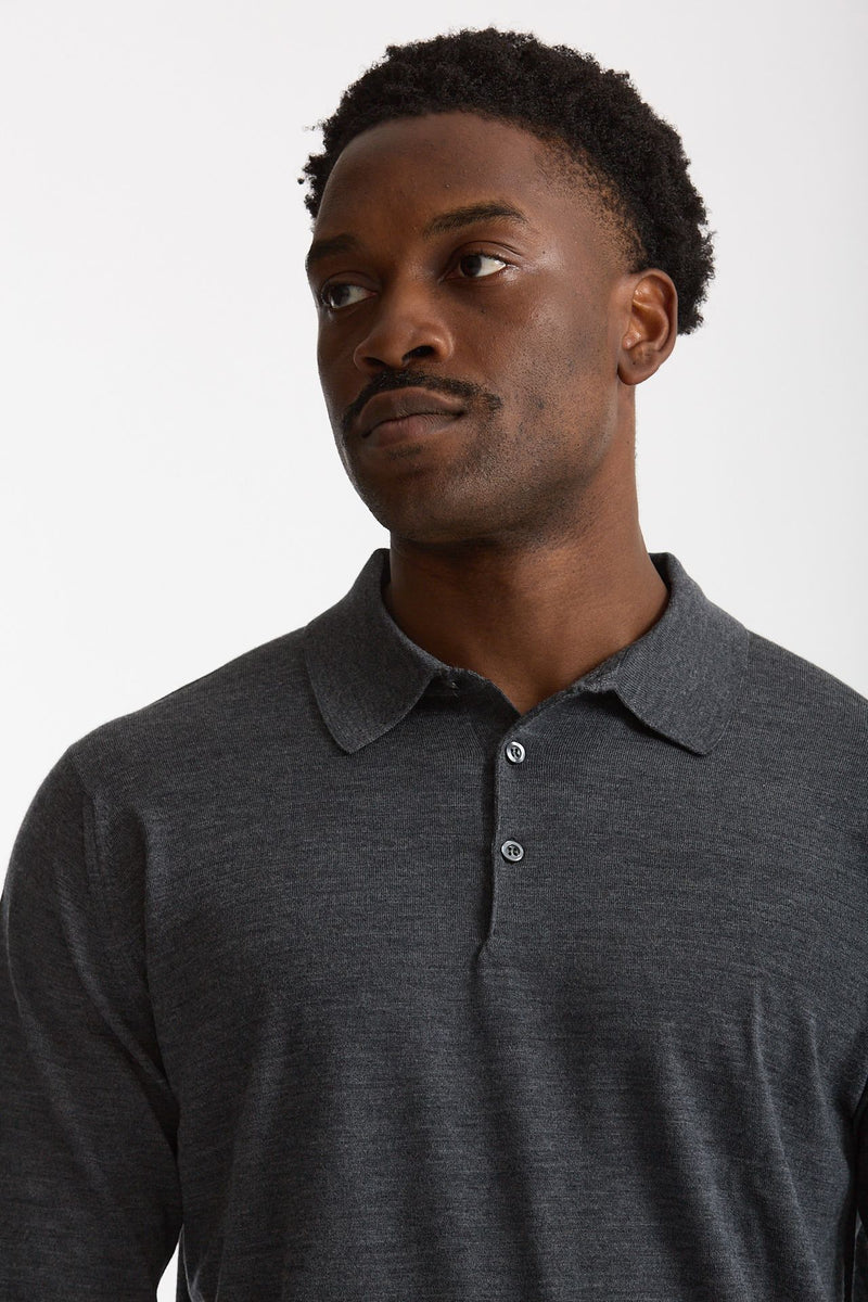 Polo in lana grigio uomo John smedley - 5