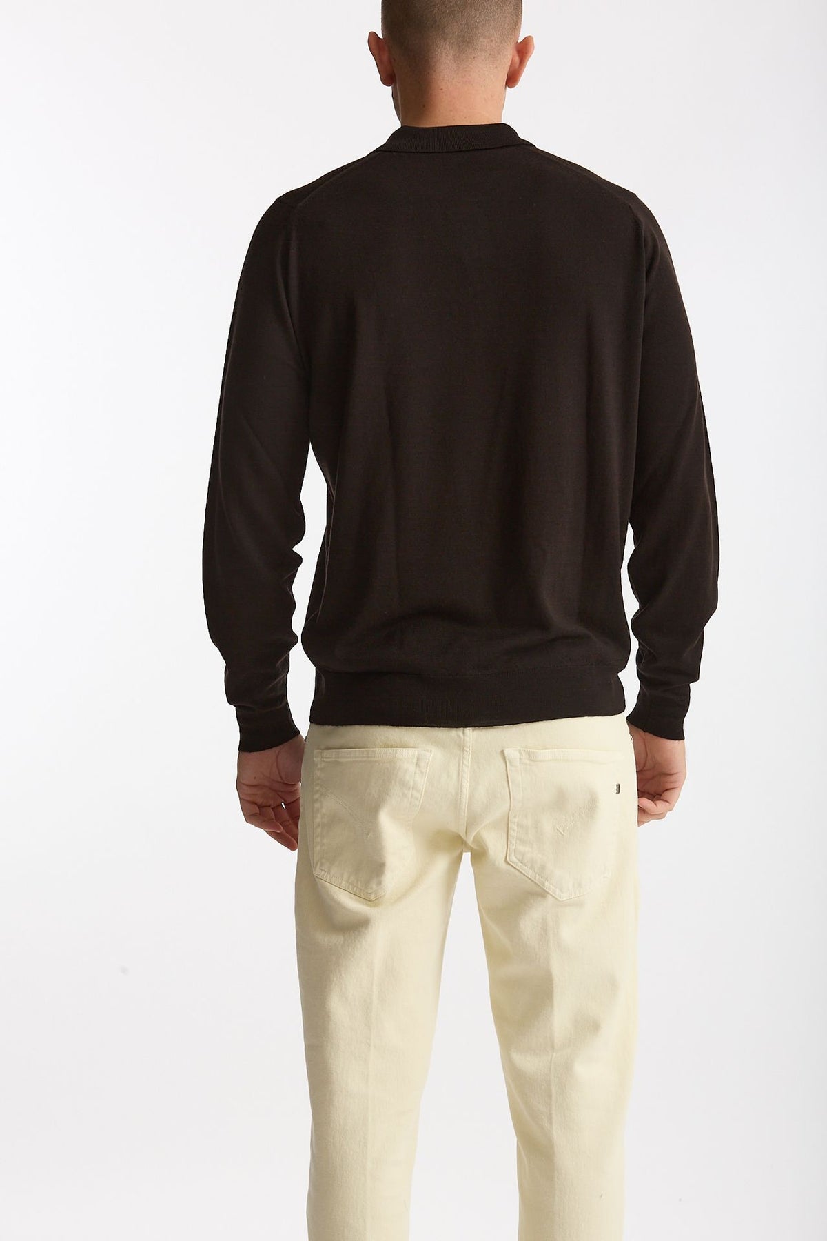 Polo in lana marrone uomo John smedley - 3
