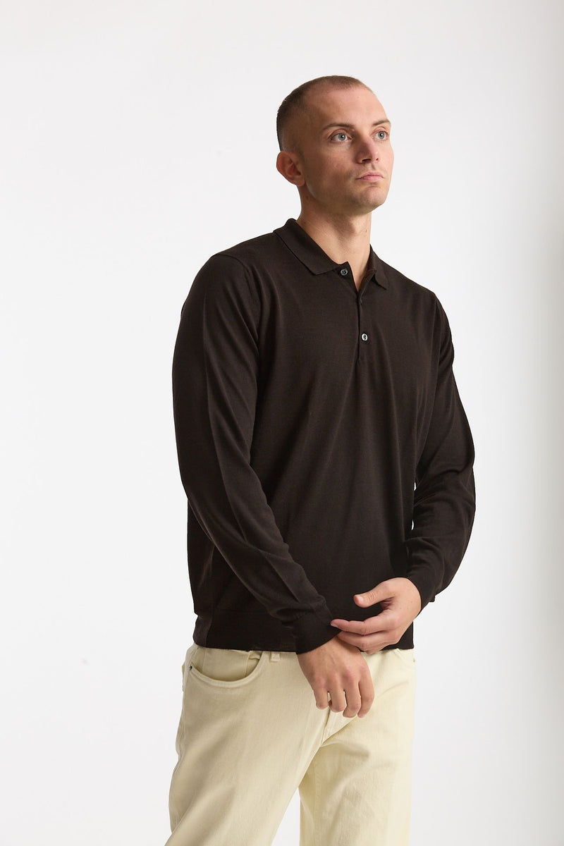 Polo in lana marrone uomo John smedley - 4