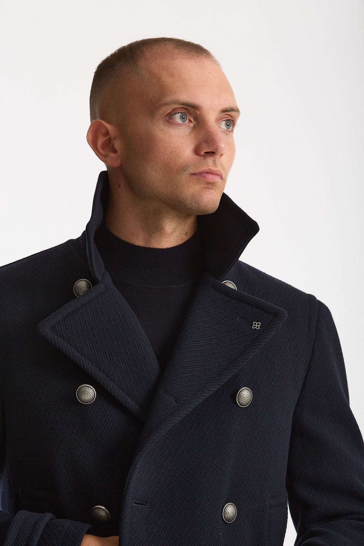 Peacoat in lana blu uomo Tagliatore - 7