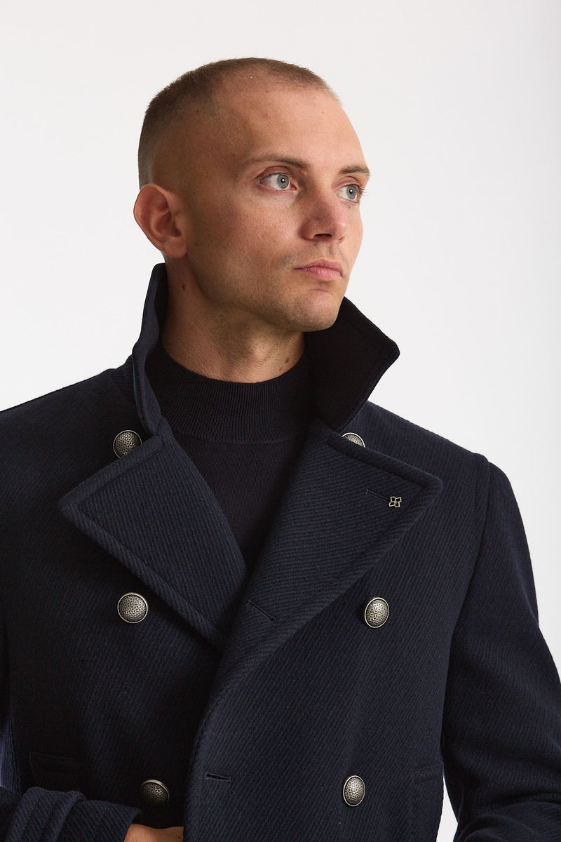 Peacoat in lana blu uomo Tagliatore - 7